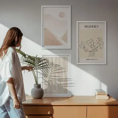 Abstrakte Formen und Farben 3er-Set Bilder mit Rahmen