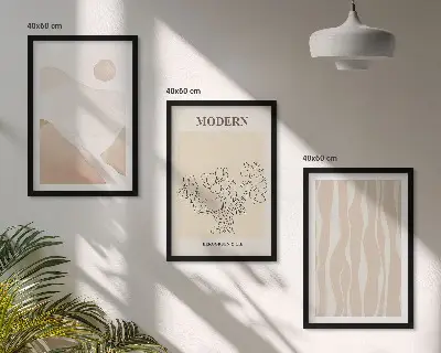 Abstrakte Formen und Farben 3er-Set Bilder mit Rahmen