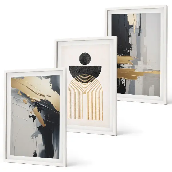 Abstrakte Geometrie Eleganz 3er-Set Wandbilder mit Rahmen