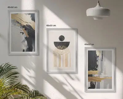Abstrakte Geometrie Eleganz 3er-Set Wandbilder mit Rahmen
