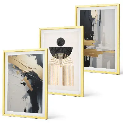 Abstrakte Geometrie Eleganz 3er-Set Wandbilder mit Rahmen