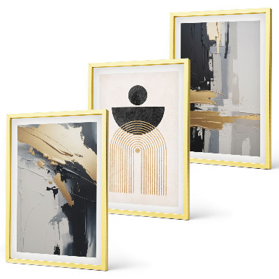Bilder-3er-set mit rahmen Abstrakte Geometrie Eleganz