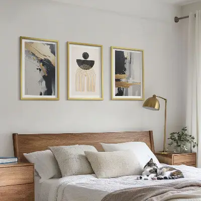 Abstrakte Geometrie Eleganz 3er-Set Wandbilder mit Rahmen