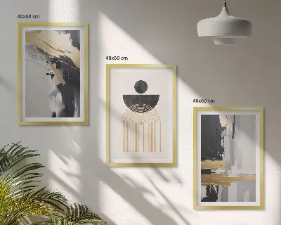 Abstrakte Geometrie Eleganz 3er-Set Wandbilder mit Rahmen