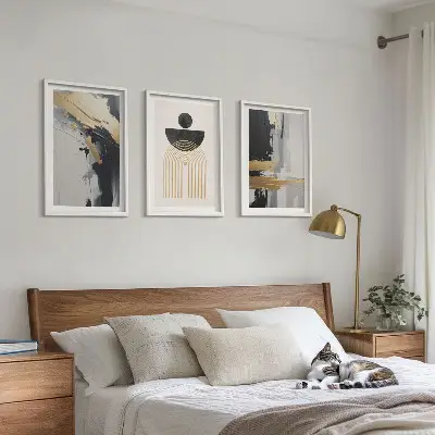 Abstrakte Geometrie Eleganz 3er-Set Wandbilder mit Rahmen