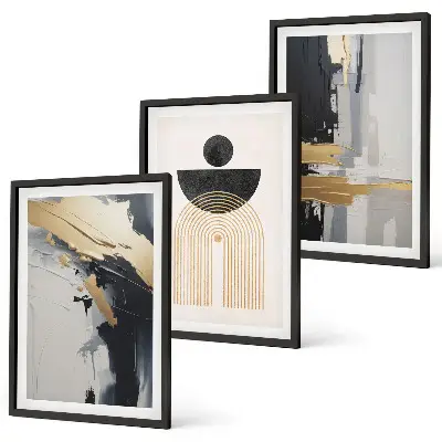 Abstrakte Geometrie Eleganz 3er-Set Wandbilder mit Rahmen