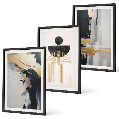 Bilder-3er-set mit rahmen Abstrakte Geometrie Eleganz
