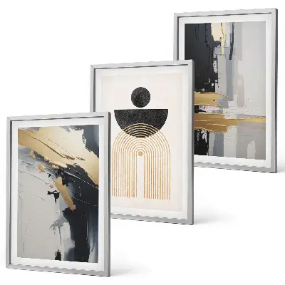 Abstrakte Geometrie Eleganz 3er-Set Wandbilder mit Rahmen