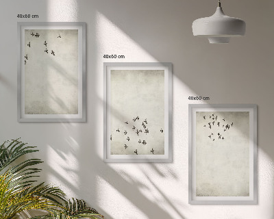 Gerahmtes bilderset Minimalistische Vogelmalerei