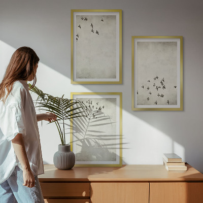 Gerahmtes bilderset Minimalistische Vogelmalerei
