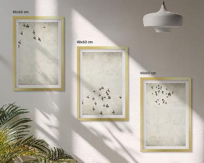 Gerahmtes bilderset Minimalistische Vogelmalerei