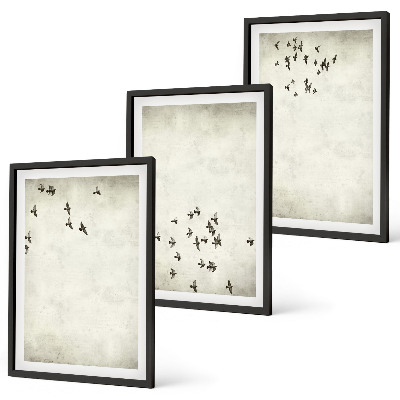 Gerahmtes bilderset Minimalistische Vogelmalerei