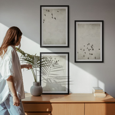 Gerahmtes bilderset Minimalistische Vogelmalerei