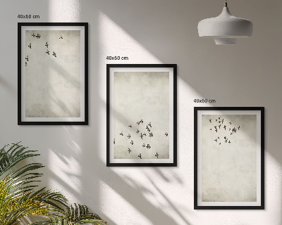 Gerahmtes bilderset Minimalistische Vogelmalerei