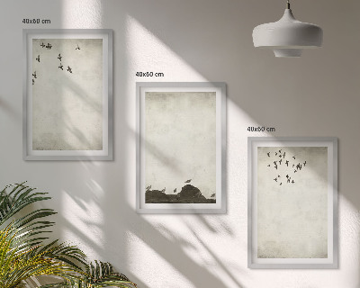 Bilder-3er-set mit rahmen Fliegende Vögel Minimalismus