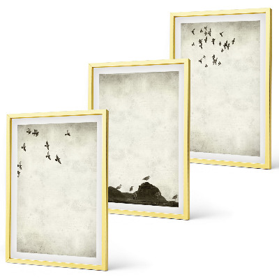 Bilder-3er-set mit rahmen Fliegende Vögel Minimalismus