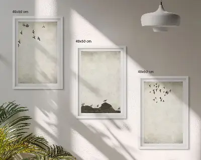 Fliegende Vögel Minimalismus 3er-Set Bilder mit Rahmen