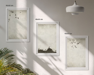 Bilder-3er-set mit rahmen Fliegende Vögel Minimalismus