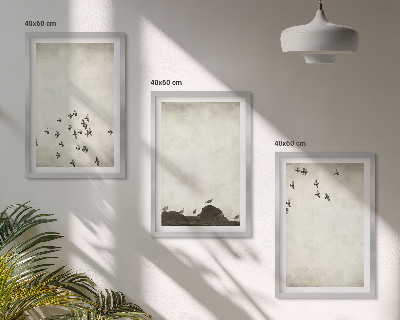 Gerahmtes bilderset Vögel im Flug, minimalistischer Stil