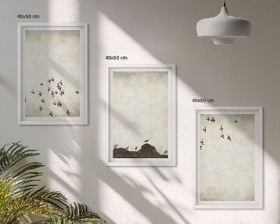 Gerahmtes bilderset Vögel im Flug, minimalistischer Stil