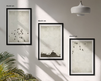 Gerahmtes bilderset Vögel im Flug, minimalistischer Stil