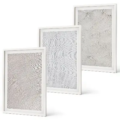Wandbilder 3er-Set mit Rahmen mit dem Motiv Sandmuster geometrische Strukturen