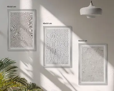 Wandbilder 3er-Set mit Rahmen mit dem Motiv Sandmuster geometrische Strukturen