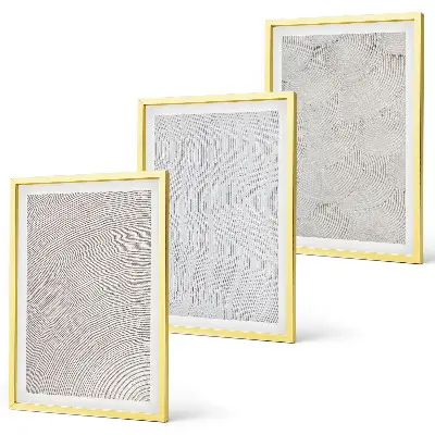 Wandbilder 3er-Set mit Rahmen mit dem Motiv Sandmuster geometrische Strukturen