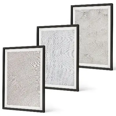 Wandbilder 3er-Set mit Rahmen mit dem Motiv Sandmuster geometrische Strukturen