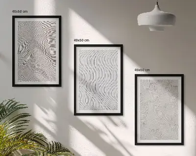 Wandbilder 3er-Set mit Rahmen mit dem Motiv Sandmuster geometrische Strukturen