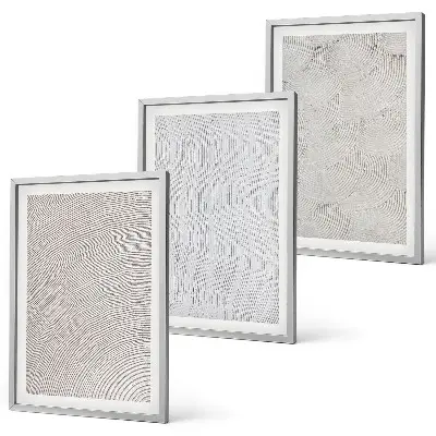 Wandbilder 3er-Set mit Rahmen mit dem Motiv Sandmuster geometrische Strukturen