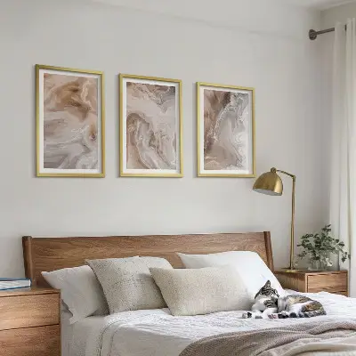 Abstrakter Marmorstein 3er-Set Wandbilder mit Rahmen