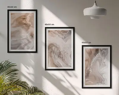 Abstrakter Marmorstein 3er-Set Wandbilder mit Rahmen