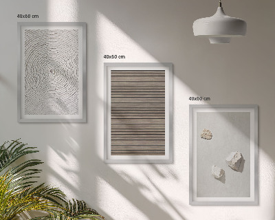 Gerahmtes bilderset Natürliche Texturen Holz Stein