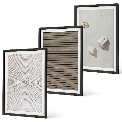 Gerahmtes bilderset Natürliche Texturen Holz Stein