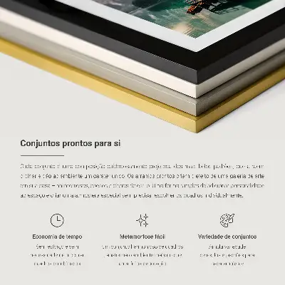 Gerahmtes Bilderset mit natürlichen Texturen von Holz und Stein