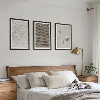 Gerahmtes Bilderset mit natürlichen Texturen von Holz und Stein
