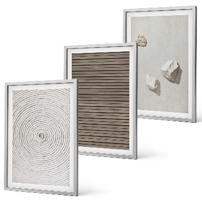 Gerahmtes bilderset Natürliche Texturen Holz Stein