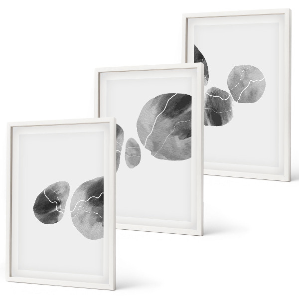 Bilder-3er-set mit rahmen Abstrakte Kunst, Farbspritzer