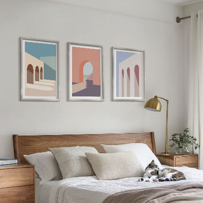 Gerahmtes bilderset Architekturgrafiken in Pastellfarben