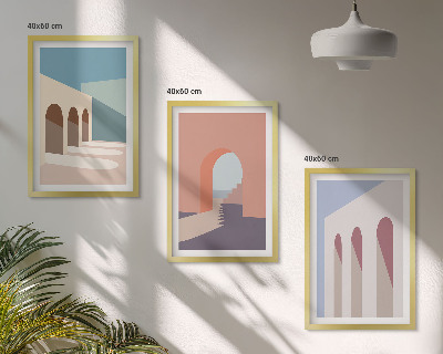 Gerahmtes bilderset Architekturgrafiken in Pastellfarben