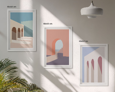 Gerahmtes bilderset Architekturgrafiken in Pastellfarben