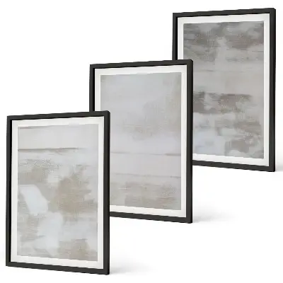 Bilder-3er-Set mit Rahmen mit modernen Used-Look-Texturen