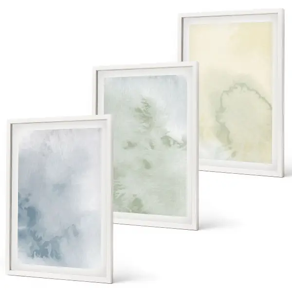 Gerahmtes Bilderset in Pastellfarben auf Leinwand
