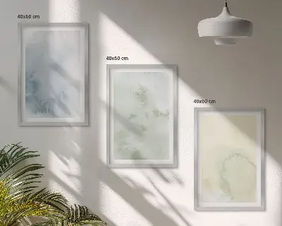Gerahmtes Bilderset in Pastellfarben auf Leinwand