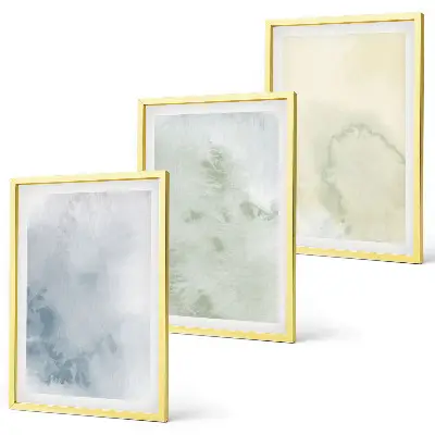 Gerahmtes Bilderset in Pastellfarben auf Leinwand