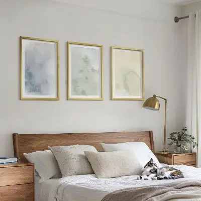Gerahmtes Bilderset in Pastellfarben auf Leinwand
