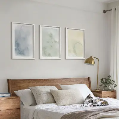 Gerahmtes Bilderset in Pastellfarben auf Leinwand