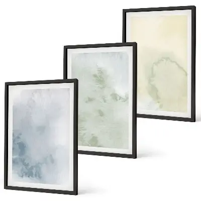 Gerahmtes Bilderset in Pastellfarben auf Leinwand