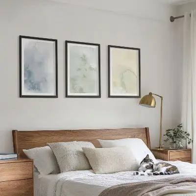 Gerahmtes Bilderset in Pastellfarben auf Leinwand
